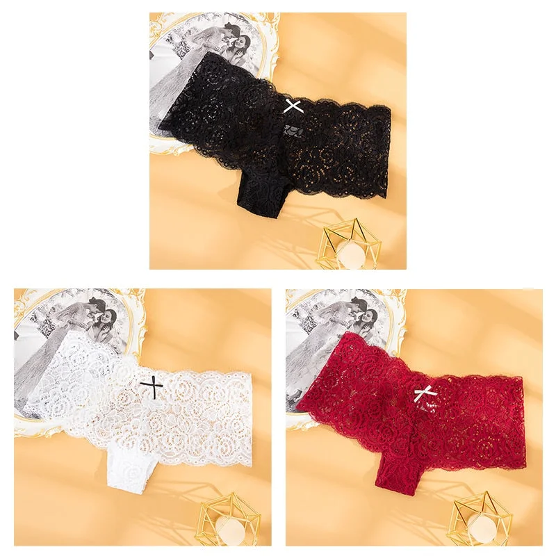 Sexy Women's Panties Boyshort Soft Comfortable Lace Underpants Female Transparent Hollow Out Knickers Underwear Lingerie