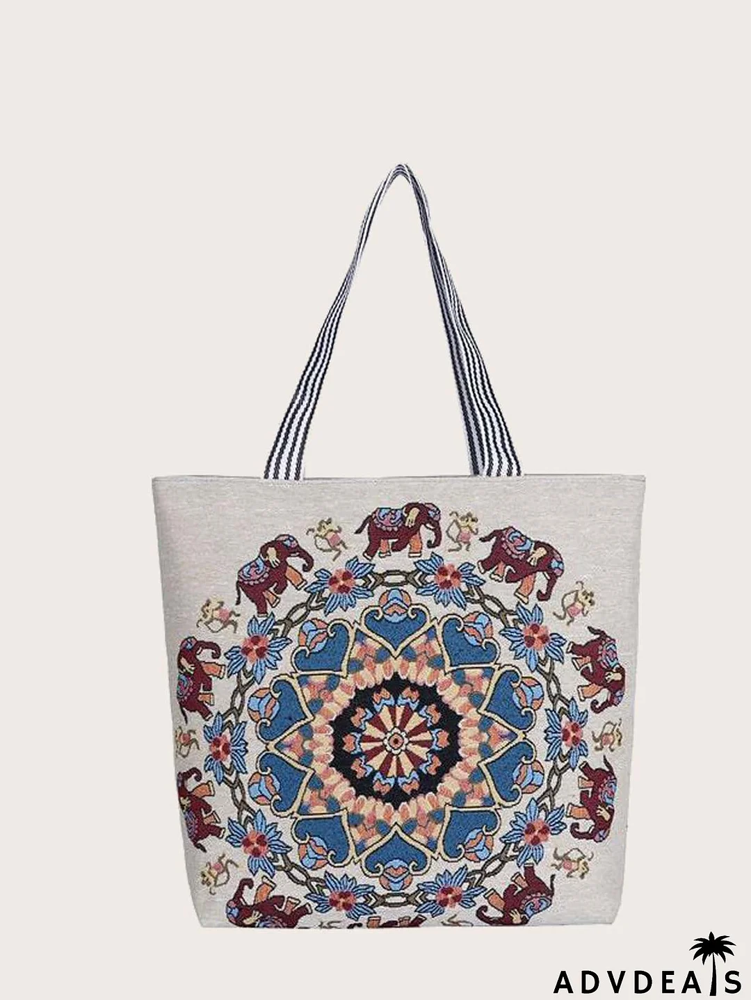 Animal & Floral Graphic Shoulder Tote Bag
