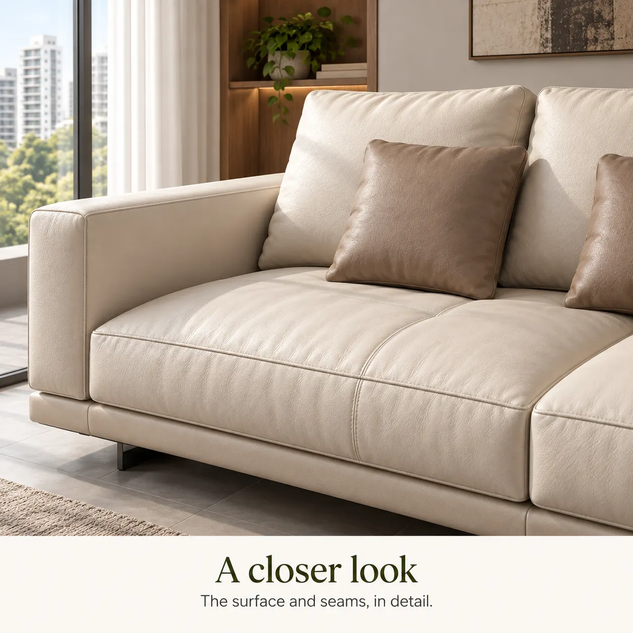 Connolly Platform Sofa - Cream — Upholstery close-up