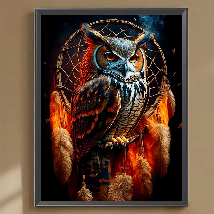  VVBAOZI DIY Owl Dream Catcher Diamond Painting Window
