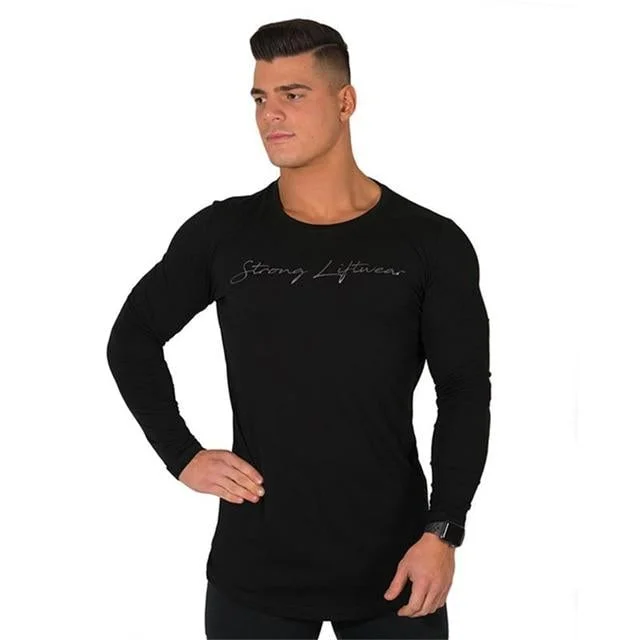 Men High-Elasticity Sporting T-Shirt Men Long Sleeve Fitness T-Shirt Men's Solid Gyms Bodybuilding T-Shirt Tee