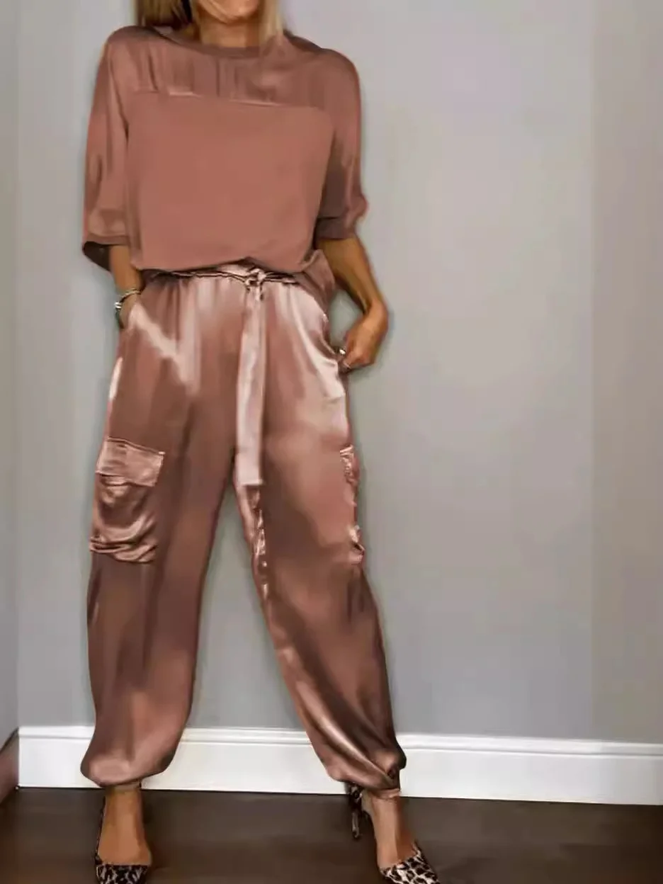 Nigikala Nigikala Fashion Lady Smooth Sleeve Half-Sleeveed Trompack Two-Piece Set