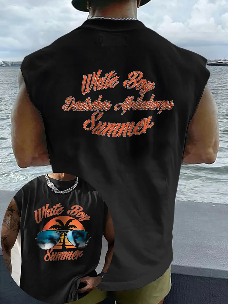 Herren Weißer Junge Sommer bedruckte Weste