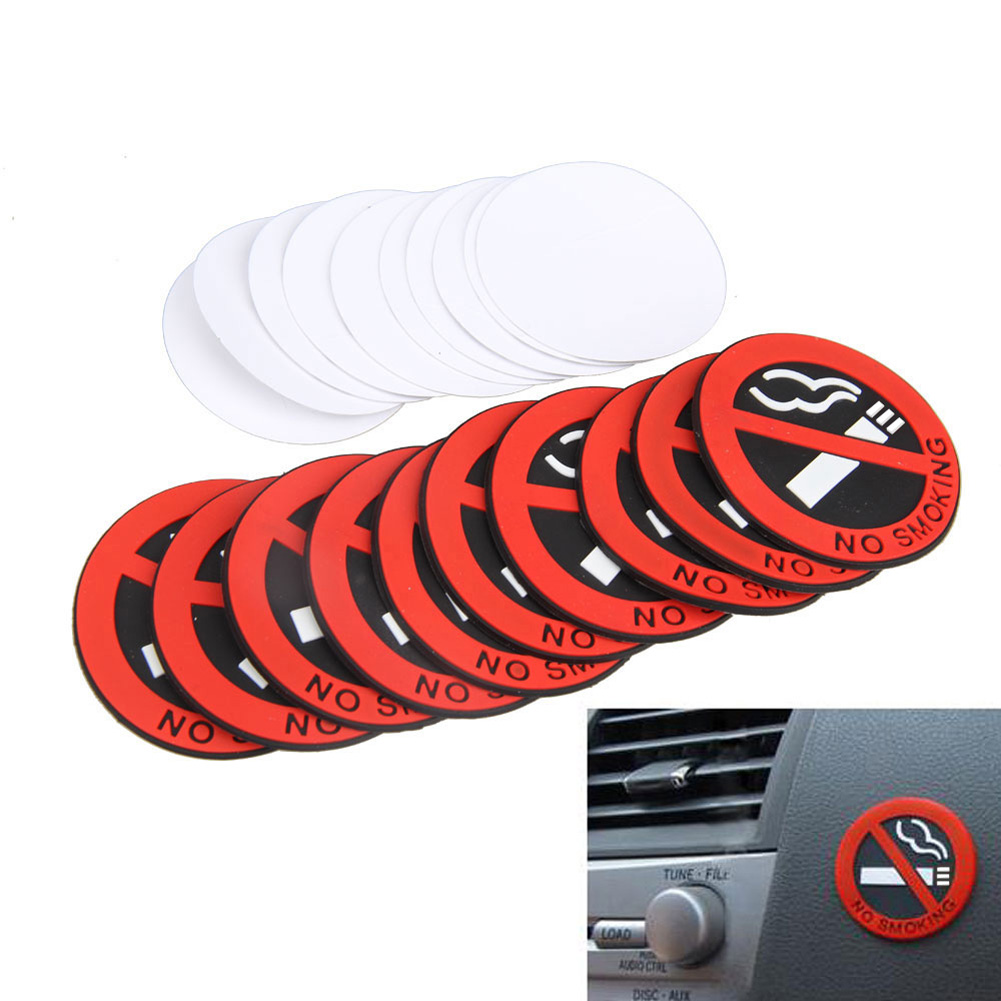 

10PCS No Smoking Sign Car Warning Smoking Rubber Sticker Door Window Decal, 501 Original