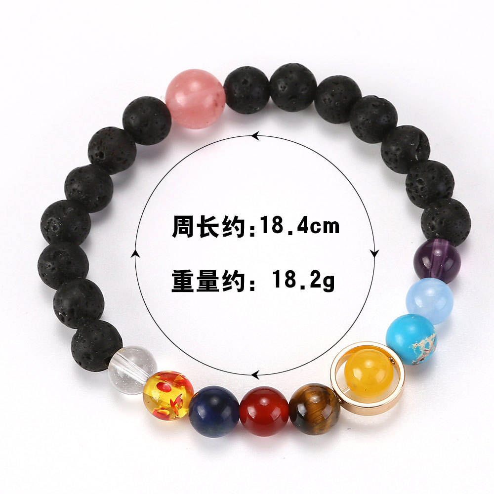 Cosmic Solar System Volcanic Stone Eight Planets Star Bracelet