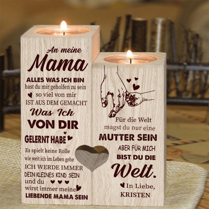 Kettenmachen An Meine Mama Personalisierbare Name Hölzerne Kerzenhalter - Kerzenständer für Mutter