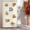 12 STÜCKE 2d flache DIY Diamant Kunst Kühlschrank Aufkleber Kits für Wohnkultur (Kätzchen)