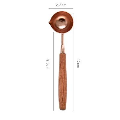 JOURNALSAY 1Pc Copper Lacquer with Wooden Handle Metal Spoon