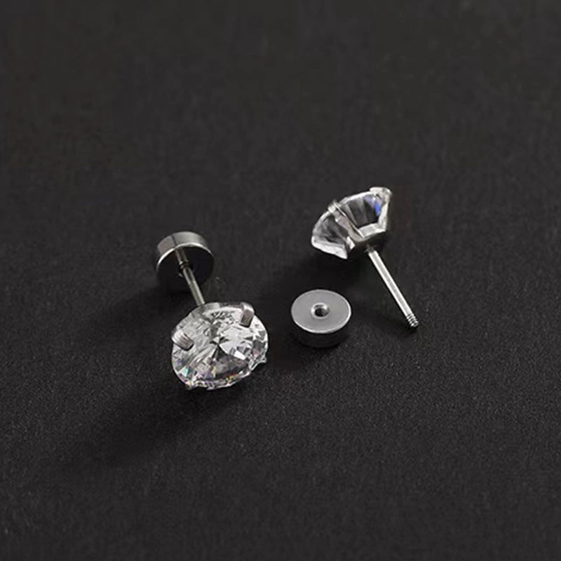 1 Pair Elegant Round Inlay 304 Stainless Steel Zircon 18K Gold Plated Stainless Steel Earrings