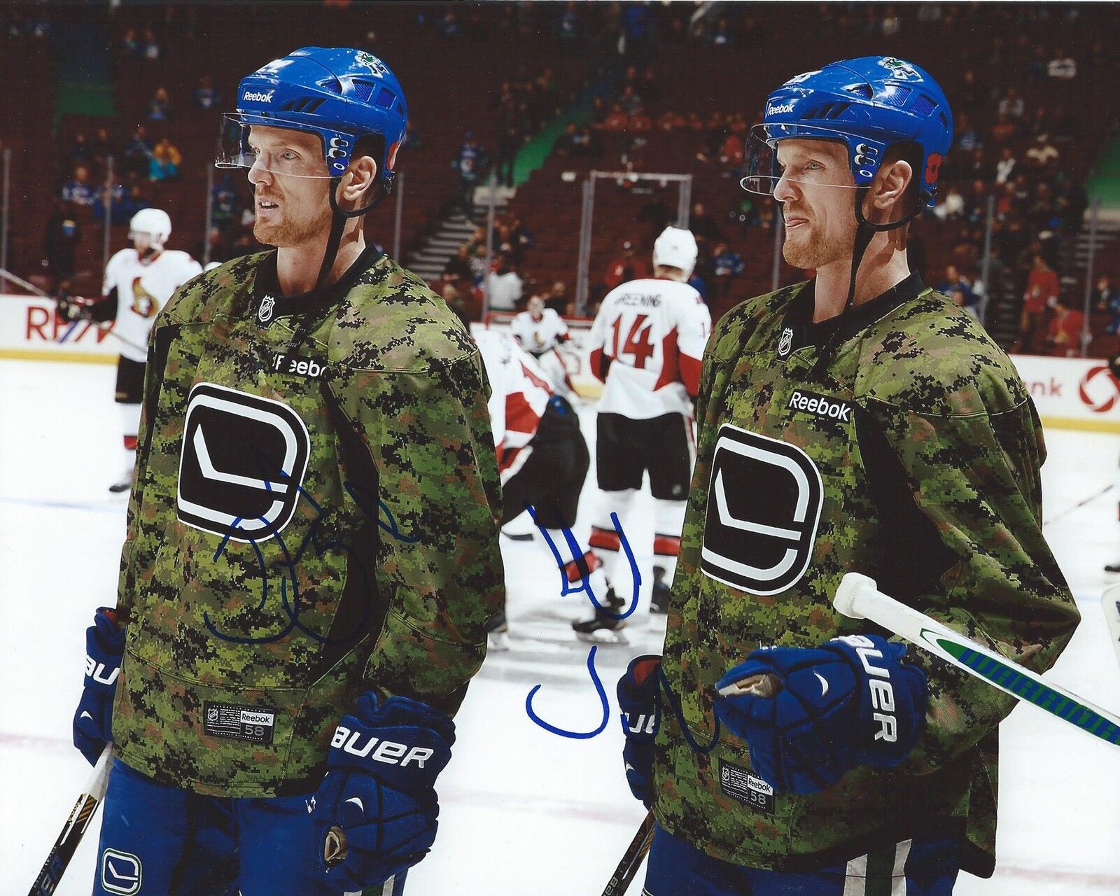 Daniel & Henrik Sedin Twins Signed 8x10 Photo Poster painting Vancouver Canucks Autograph COA F