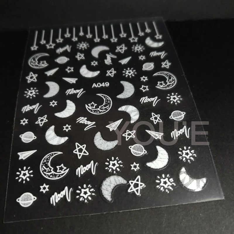 3D Nail Art Sticker Decoration Shadow Moon DIY Sticker Decals Tips Manicure Design Constellation Stars Adhesive Sticker for Nail