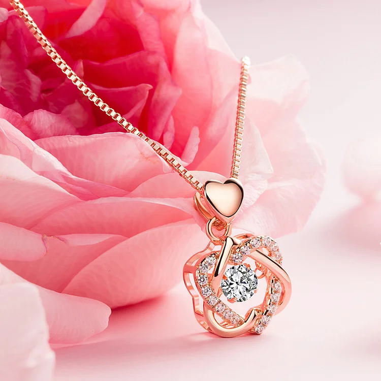 For Daughter - S925 We Are Connected Heart to Heart Love Knot Necklace