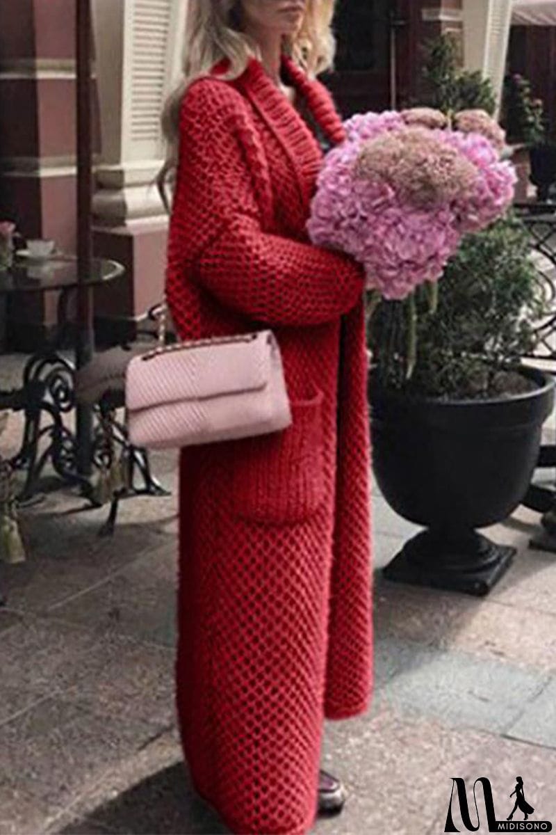 MidiSono - Elegant Solid Solid Color Cardigan Collar Tops