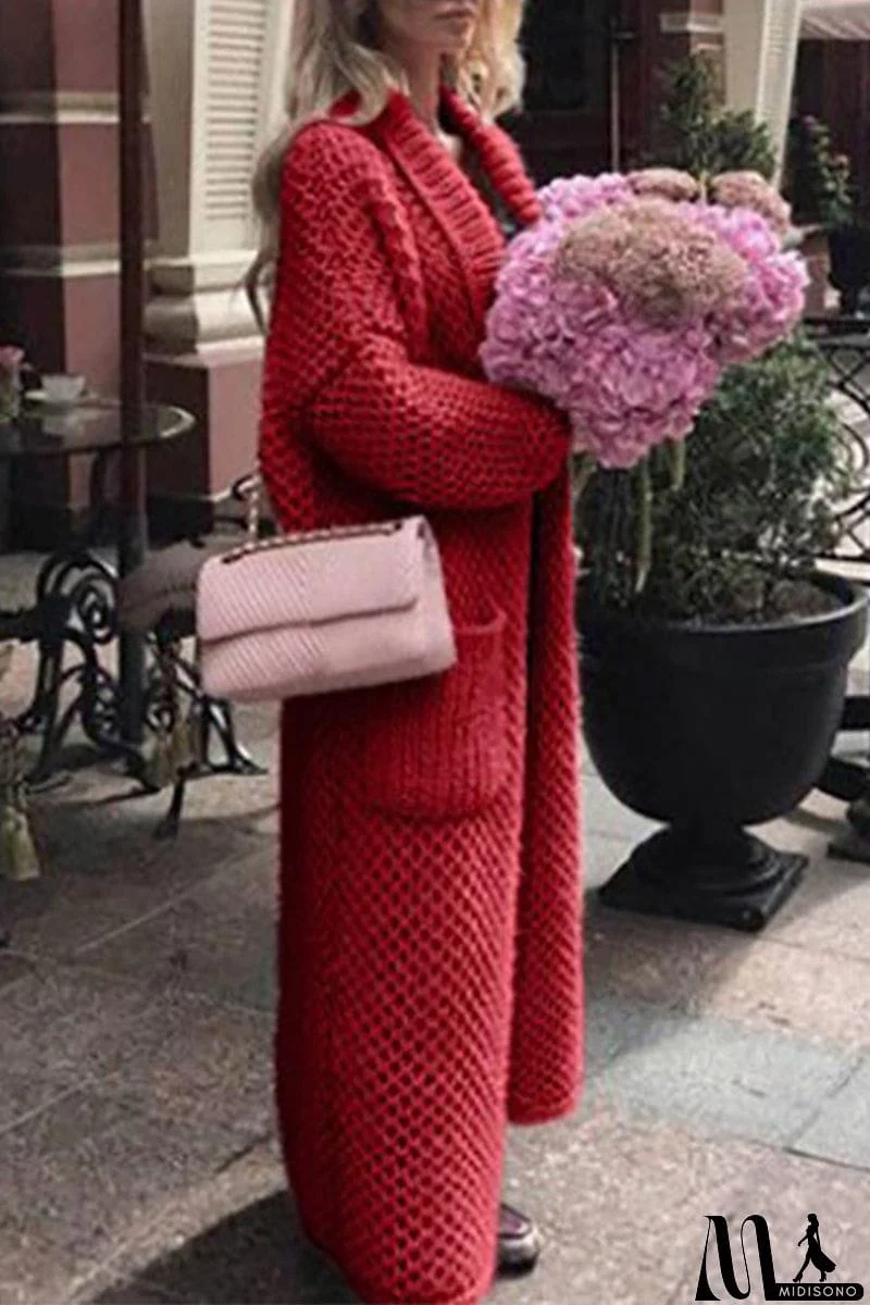 MidiSono - Elegant Solid Solid Color Cardigan Collar Tops