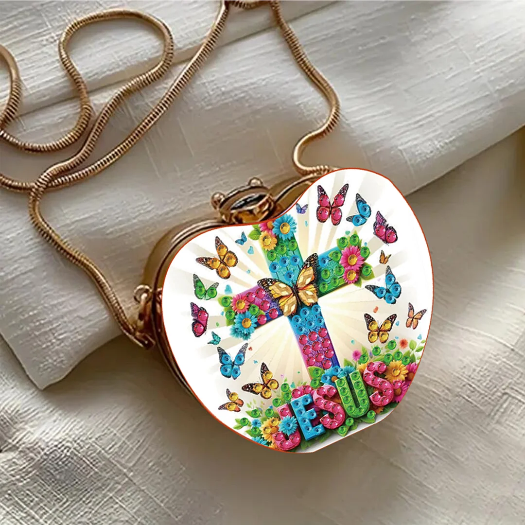 Cross DIY Acrylic Love Art Diamond Painting Coin Purse with Chain for Women Girl