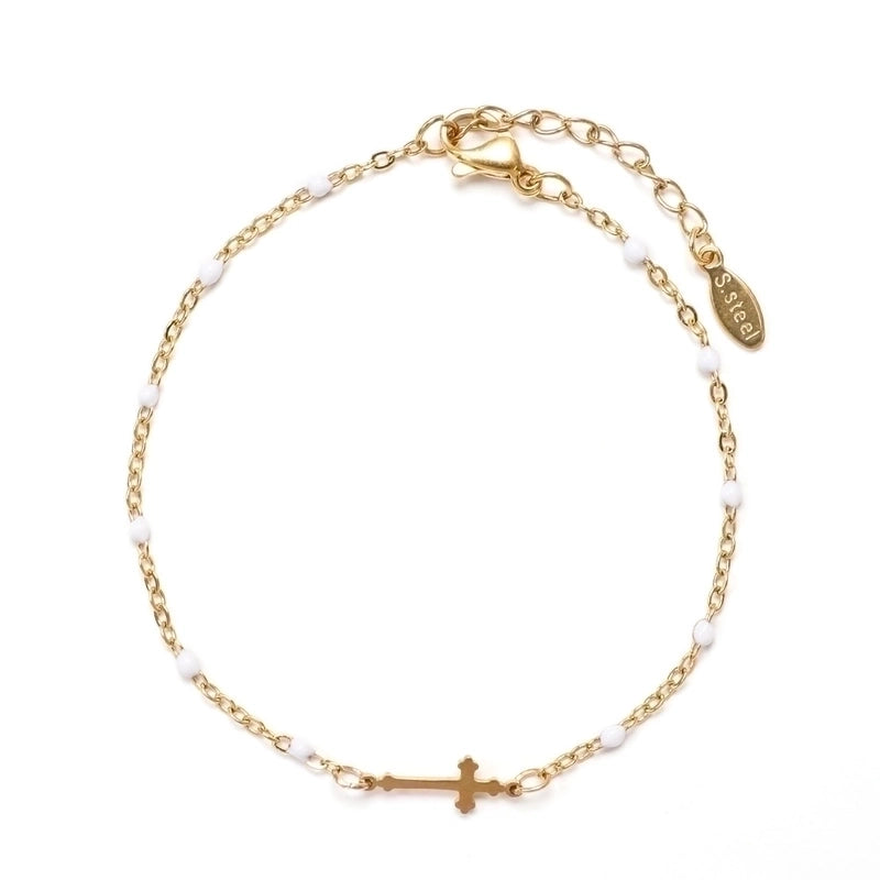 Stainless Steel Minimalist Cross Enamel Plating Bracelets