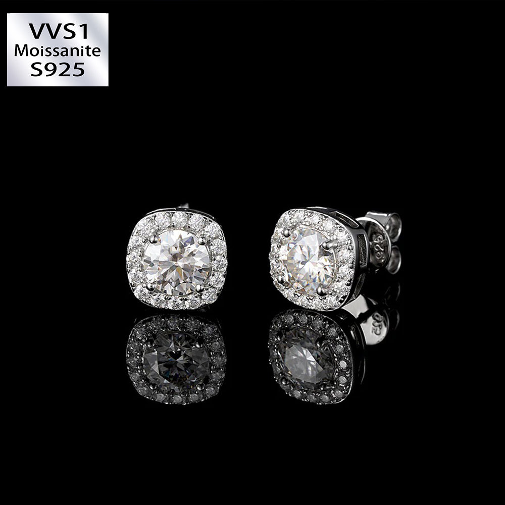 0.5 Carats *2 VVS1 Moissanite 925 Sterling Silver Square Stud Earrings