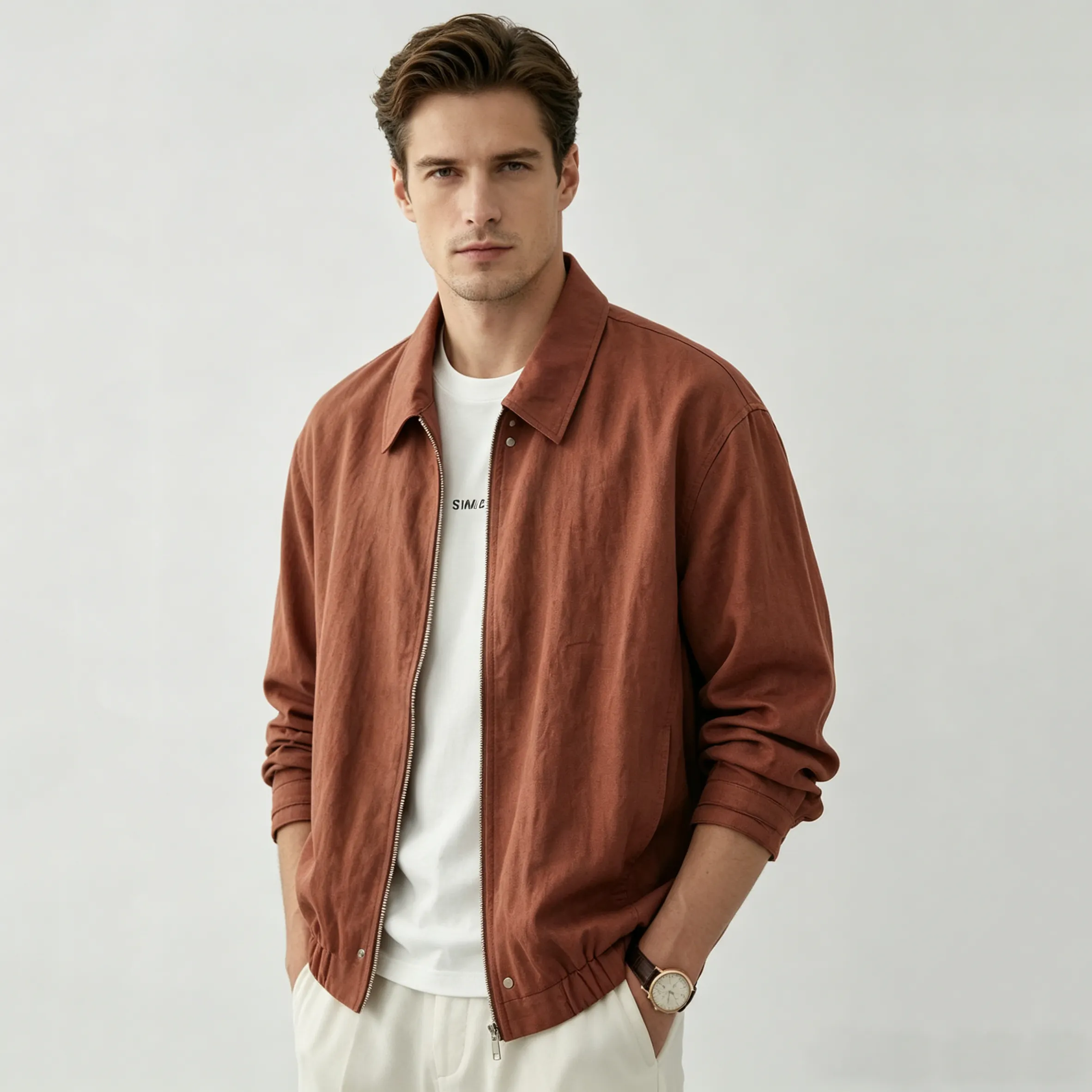 Mulberry Silk Linen Blend Men's Jacket REAL SILK LIFE