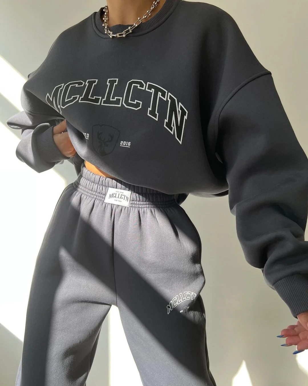 Nigikala Nigikala Women's Casual Fashion Print Thick Set Plus Velvet Long Sleeves Set