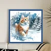 Cat Walking In Snow-14CT Stamped Cross Stitch 50*50cm/19.69*19.69in tapestrymarket