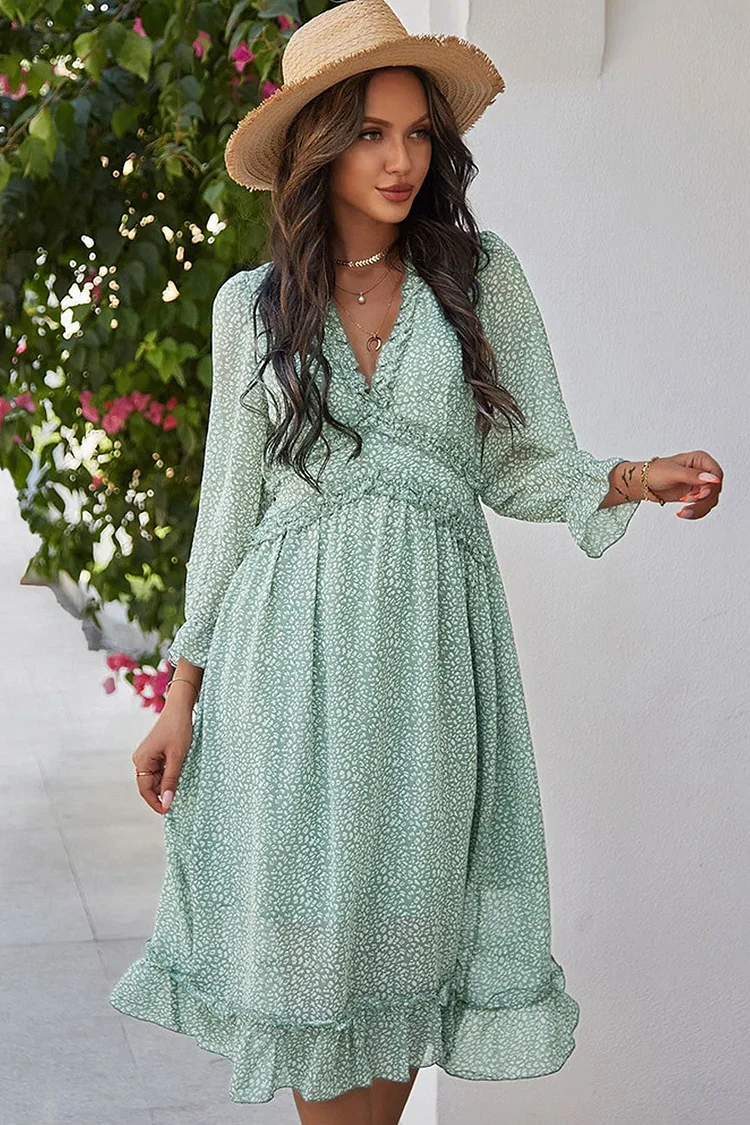 Luditu Midi Dress, Ruffle Lillian Mint Green