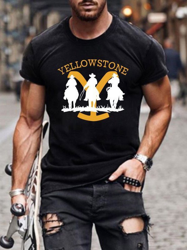 Men's print short sleeve crew neck T-shirt