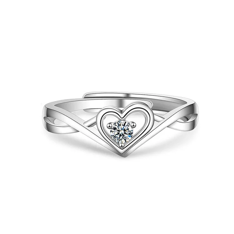 S925 Always Keep Me in Your Heart for You are Always in Mine Crystal Heart Ring