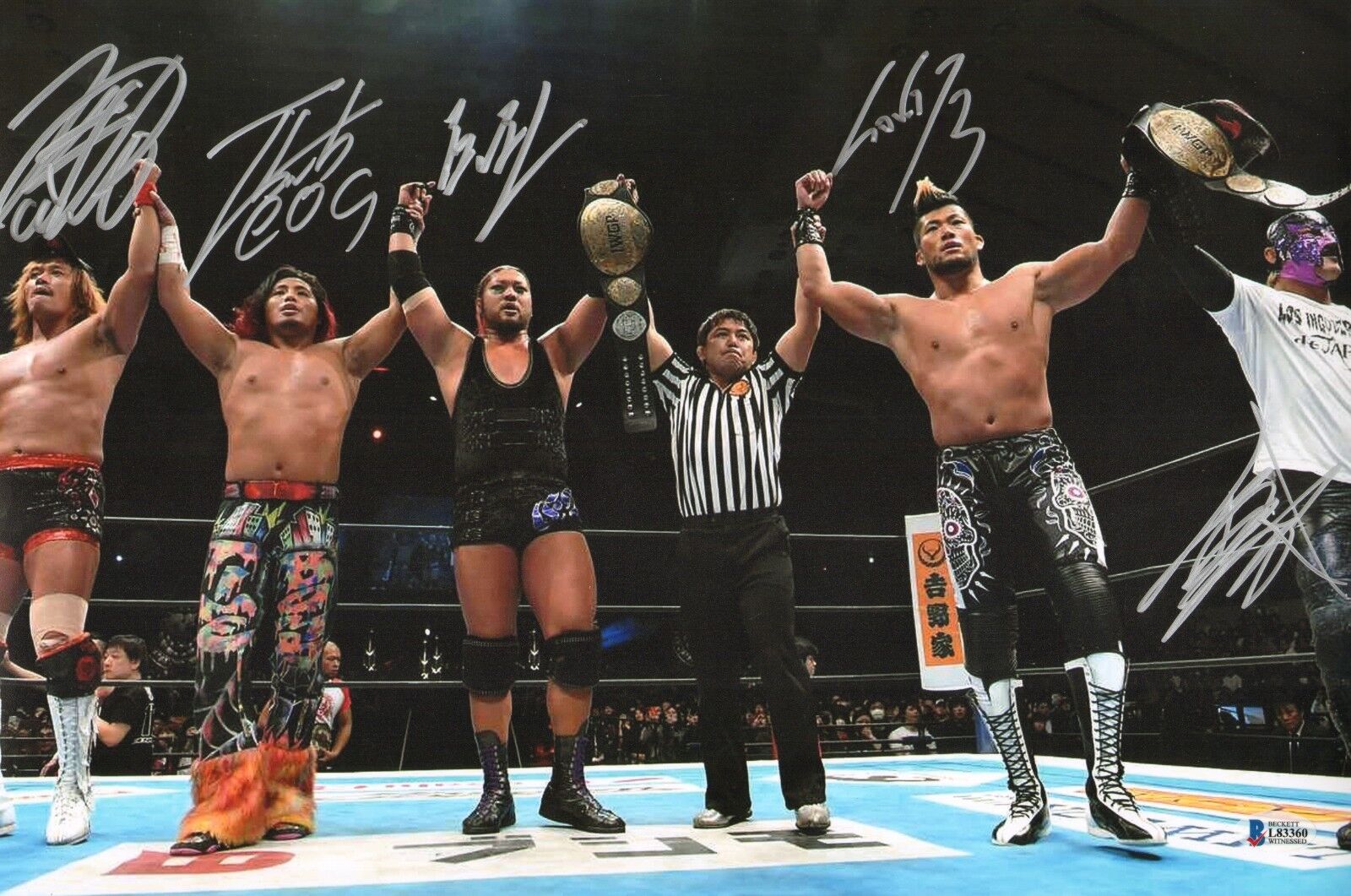 Tetsuya Naito Bushi Evil Sanada Hiromu Takahashi Signed 11x17 Photo Poster painting COA LIJ NJPW