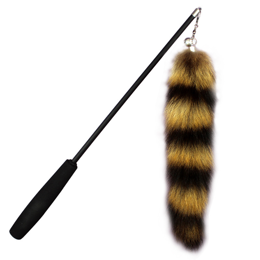 

Cat Plush Faux Fox Fur Tail Stick Kitten Teaser Wand Pet Interactive Toys, 501 Original