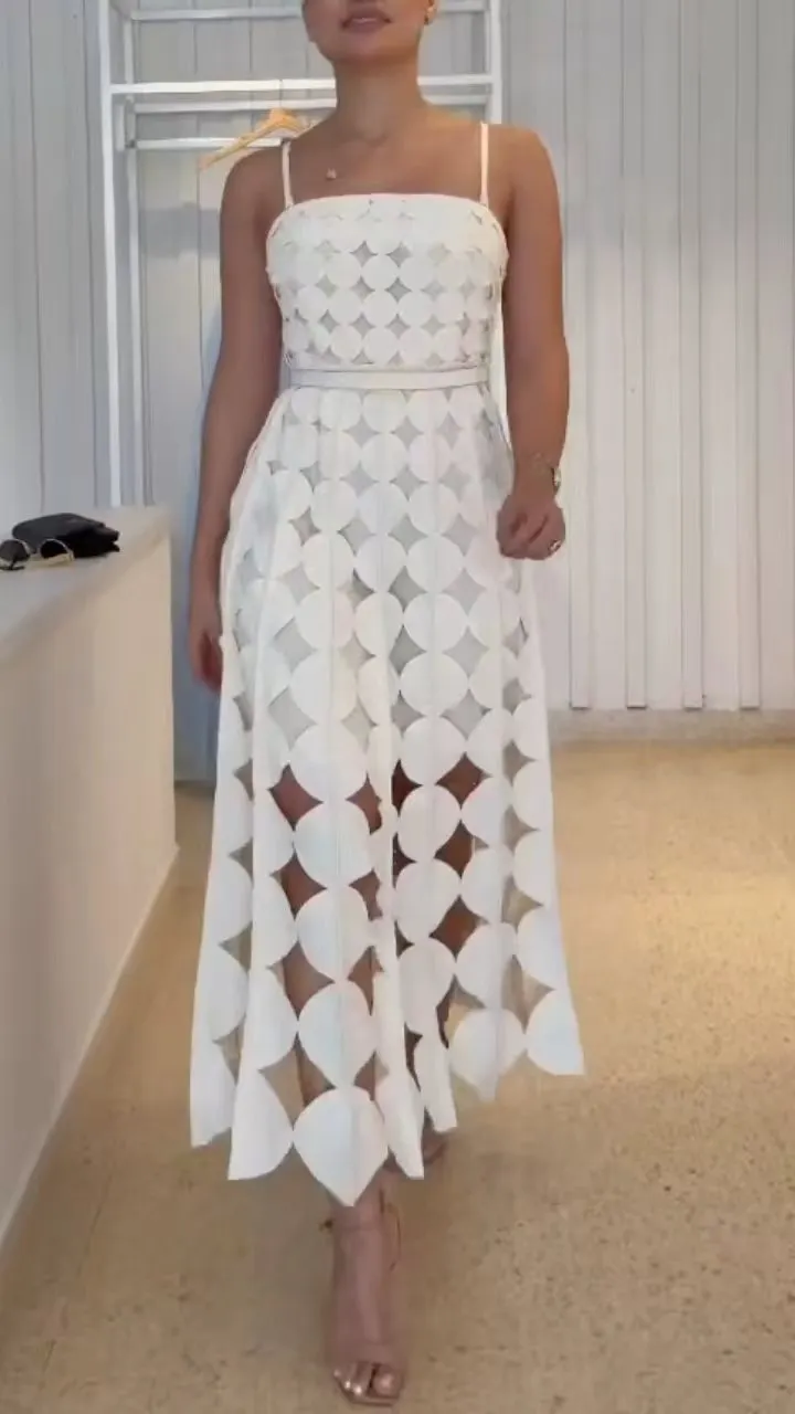 Women's Strapless Dress: Geometric Cutouts, Waist-Cinching, Elegant Style image 1