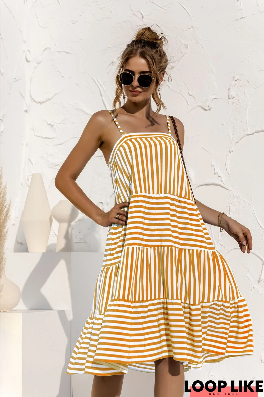 Strap Stripe Stitching Dress