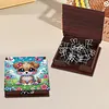 Cute Puppy Garden Wooden DIY Diamond Painting Sticky Notes Holder with 160 Blank Notepads, Round Drill, 9.8x9.8x2.4cm, Perfect for Home Office Decor and Craft Gifts