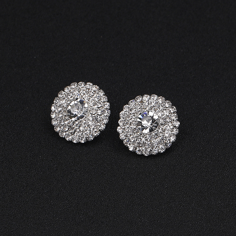 Wedding Guest Silver Double Row Rhinestone Necklace Earrings Bracelet Three Piece Jewelry Set 2024 - Flycurvy 