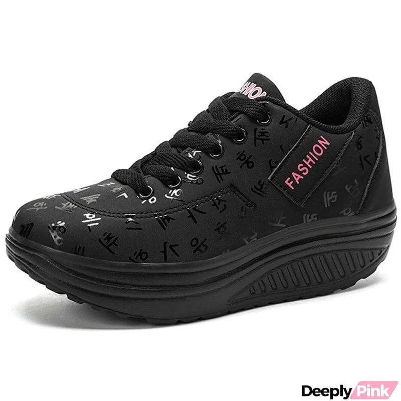 Women's Comfort Thick Outsole Rocker Shoes