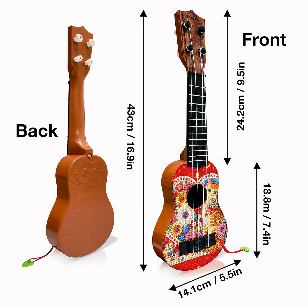 DIY Wooden Guitar Diamond Art Ornament Unique Unique Gifts for Musicians (Cat)