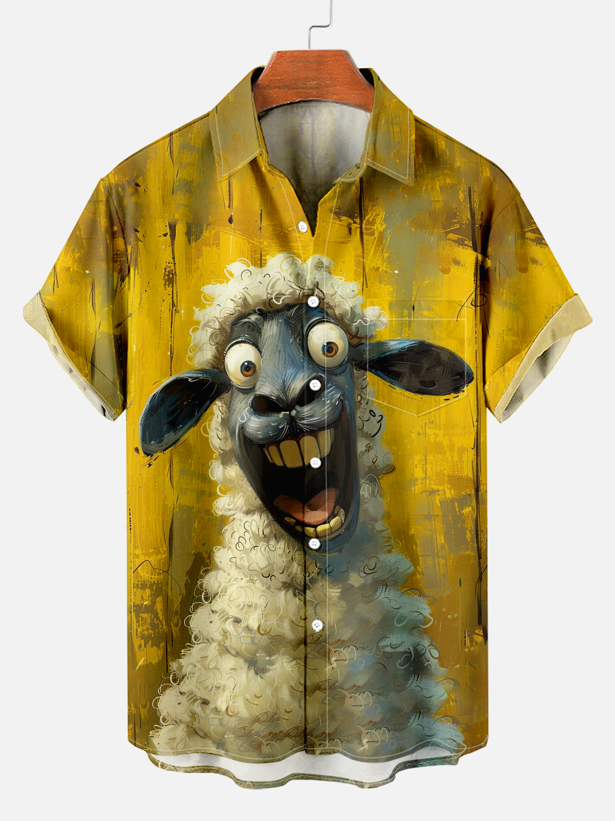 Men's Laughing Sheep Print Shirt PLUSCLOTHESMAN