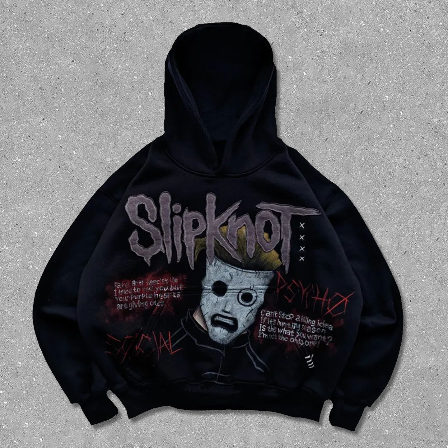 slipknot print long sleeve hoodie