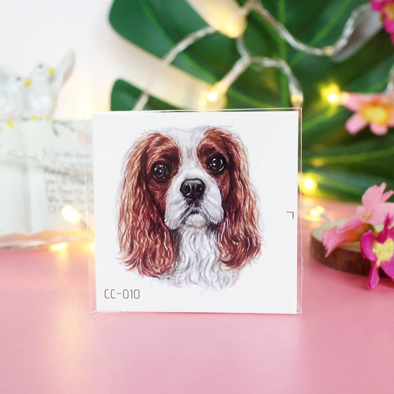 Cartoon Cat and Dog Face Stickers Tattoo Stickers Waterproof Girl/Child Cute Makeup Stickers Small Tattoo Pet Temporary Tattoos