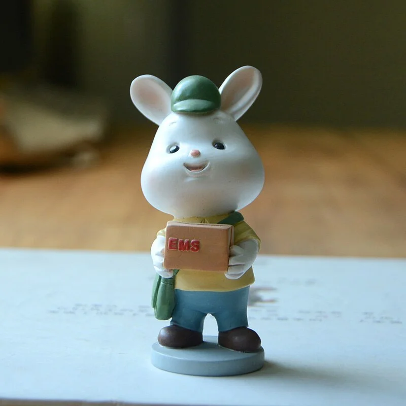 Creative Professional Bunny Ornament Rabbit Figurine Office Decoration Lovely Girl Gift Doll for Kids