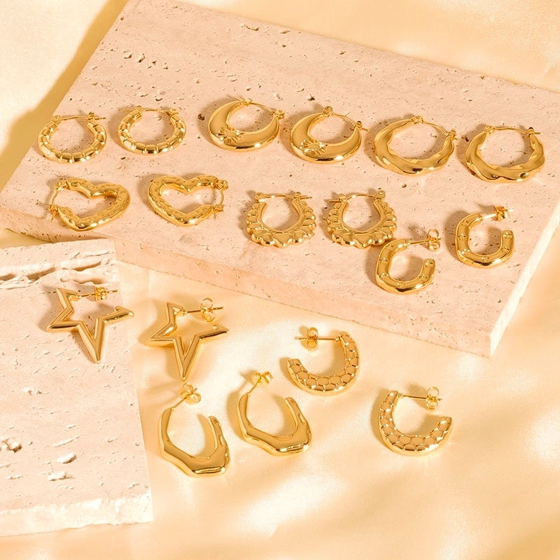 1 Pair Casual Modern Style Classic Style U Shape Geometric 304 Stainless Steel Titanium Steel 18K Gold Plated Earrings