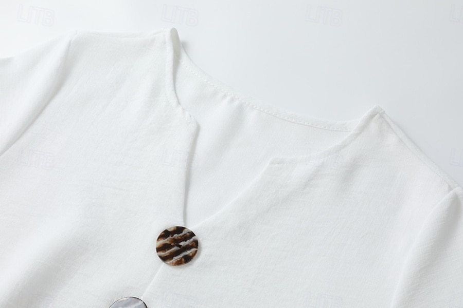 Women's Midi Dress Beach Dress Casual Dress Summer Dress Basic Classic Daily Vacation Loose Fit Plain Short Sleeve V Neck White Navy Blue Green Summer Spring 2026 - β¬33.99 βP4