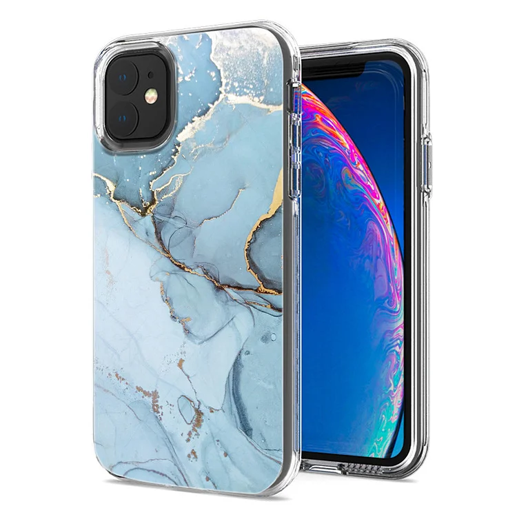 2023 Luxury Electroplated Marble Painted Transparent Protective Case For iPhone