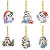 (US Local)6pcs Xmas Owl  DIY Diamond Painting Art Pendant Wall Door Decoration