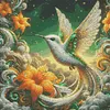 Diamond Painting -DIY Round Drill Hummingbird Carrying Flowers(40x40cm)