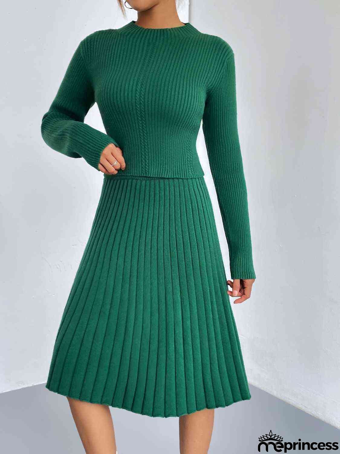 Rib-Knit Sweater and Skirt Set