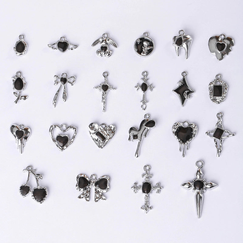 20 PCS/Package 22 * 9mm Alloy Cherry Heart Shape Rose Pendant Jewelry Accessories