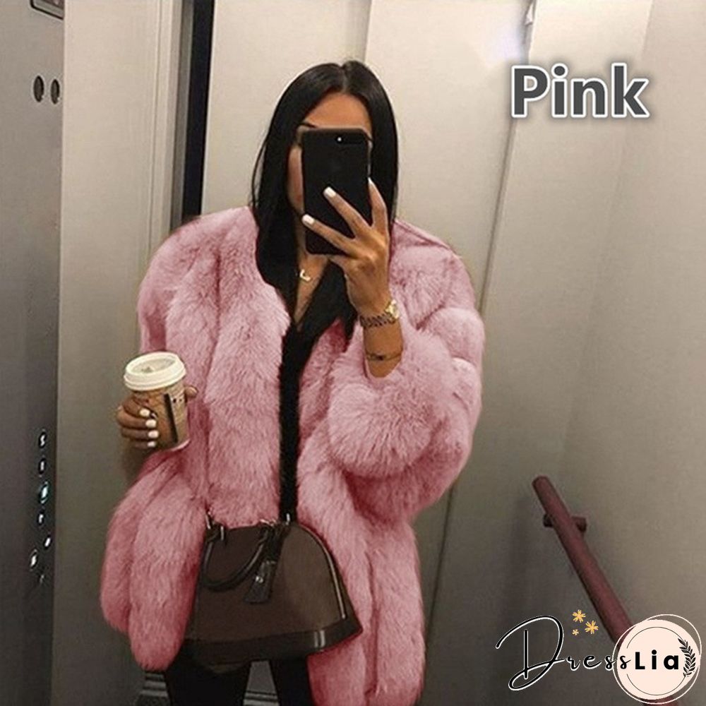 Women Winter Top Fashion Faux Fur Coat Elegant Thick Warm Outerwear Fake Fur Ladies Jacket Coat
