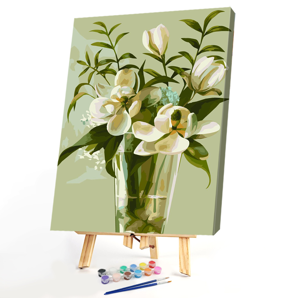 

40*50cm - Paint By Numbers - White Flowers, 501 Original