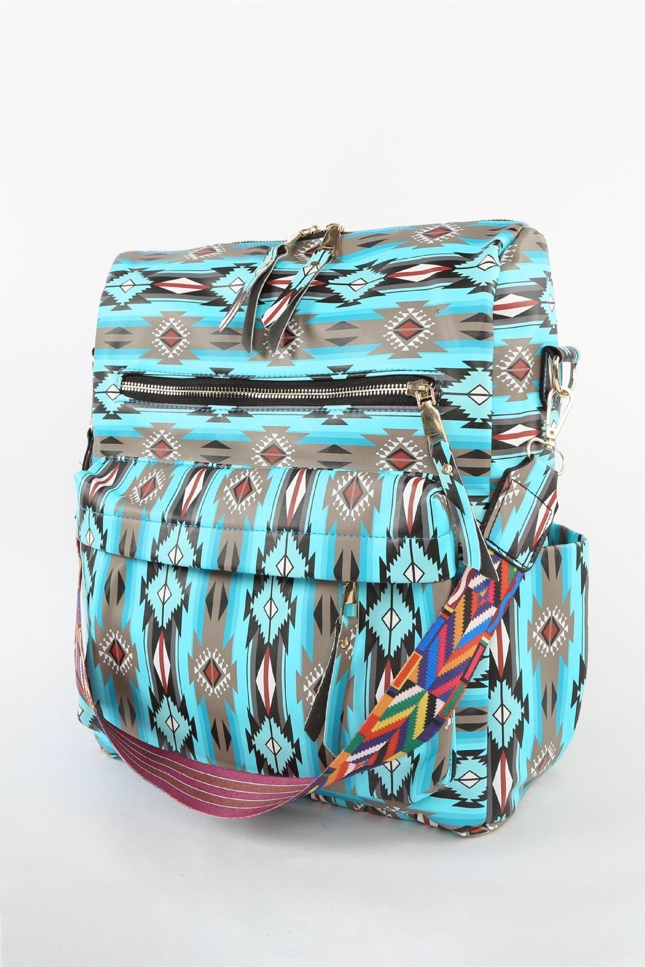 Women's Western Ethnic Geometric Pattern Multi-Pocket Backpack