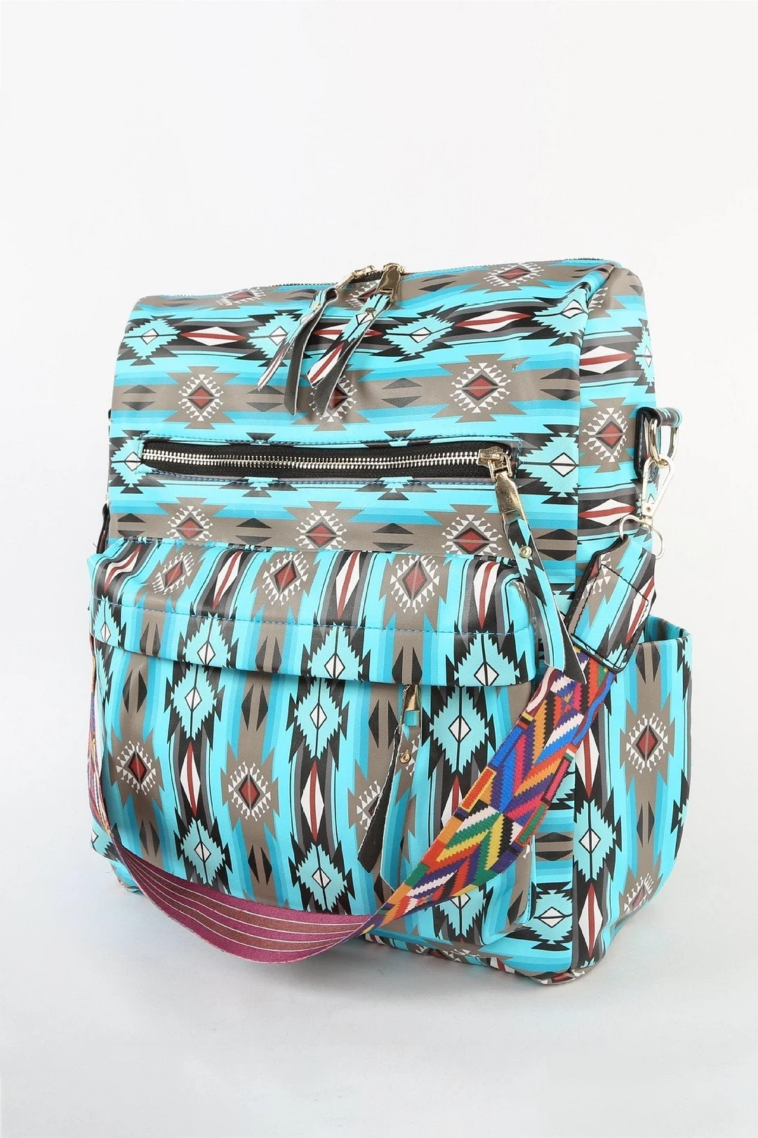 Women's Western Ethnic Geometric Pattern Multi-Pocket Backpack